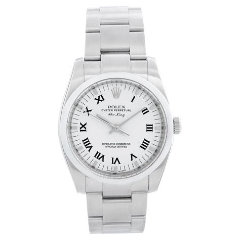 mens rolex air king stainless steel white dial watch|rolex air king price chart.